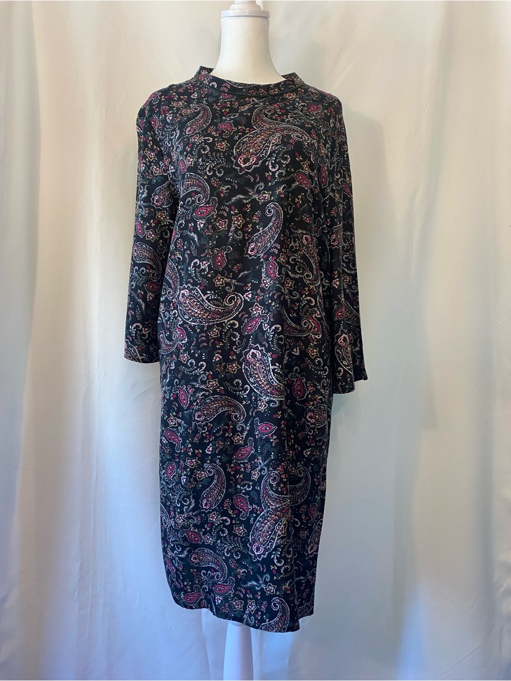 Women's Dark Floral Bell Sleeve Shift Dress MD Fairygrunge Whimsygoth Bohemian